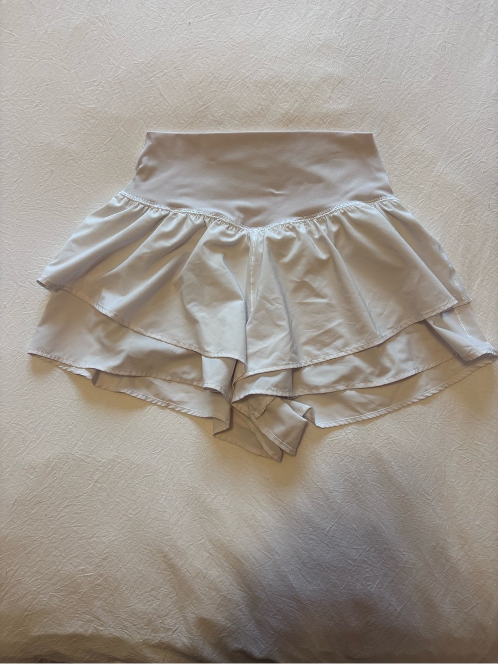 Layered White Women's Skort with Wide Waistband